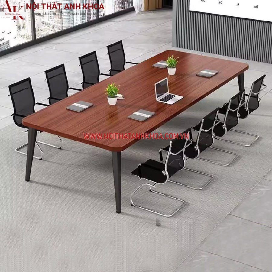 Bàn họp gỗ công nghiệp màu nâu vân gỗ  Bàn họp gỗ công nghiệp màu nâu vân gỗ