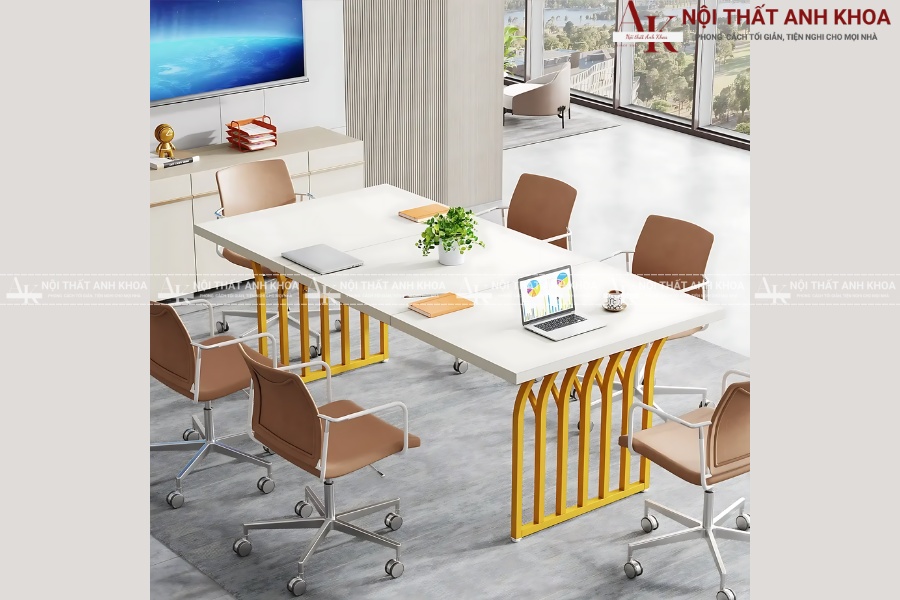 Bàn họp 6 ghế chân sắt - Giải pháp hiện đại cho văn phòng trẻ Bàn họp 6 ghế chân sắt - Giải pháp hiện đại cho văn phòng trẻ