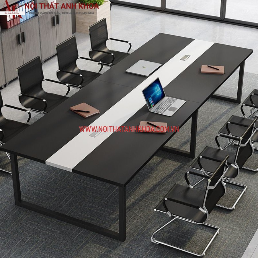 Bàn họp gỗ công nghiệp màu đen phối trắng tinh tế Bàn họp gỗ công nghiệp màu đen phối trắng tinh tế