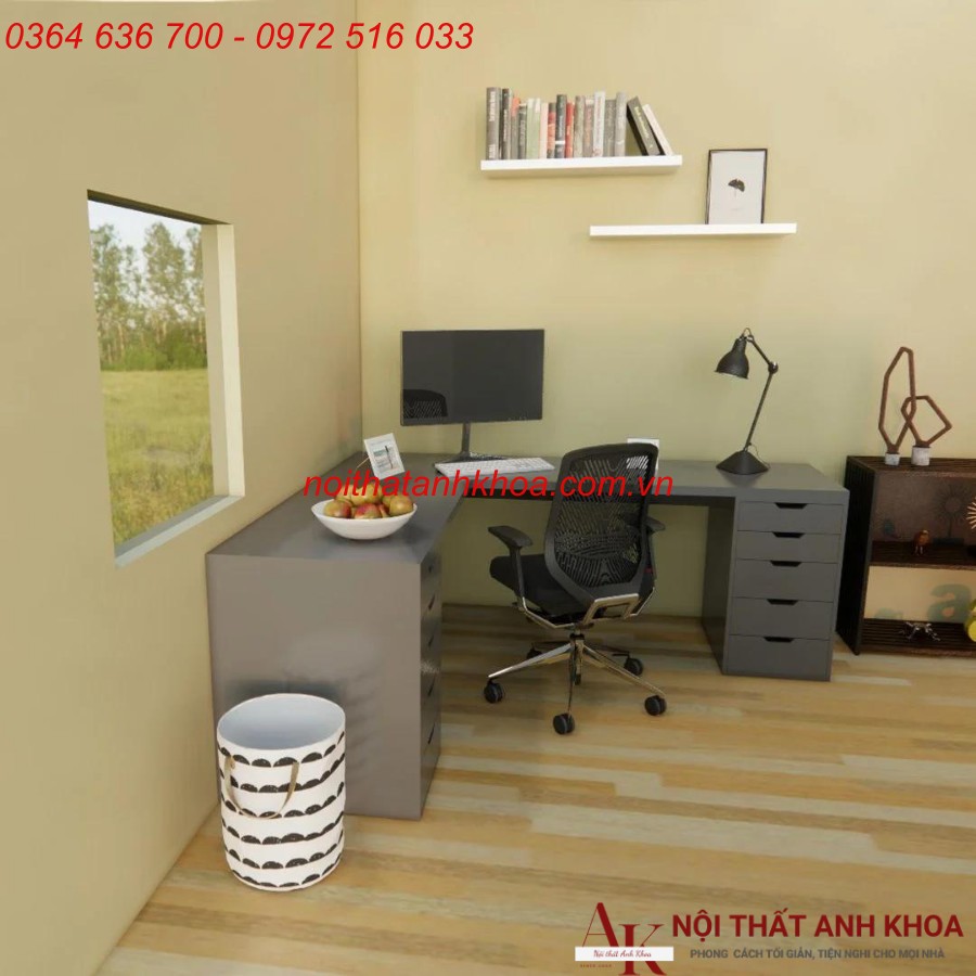 Bàn IKEA gỗ công nghiệp màu xám thông minh giá rẻ