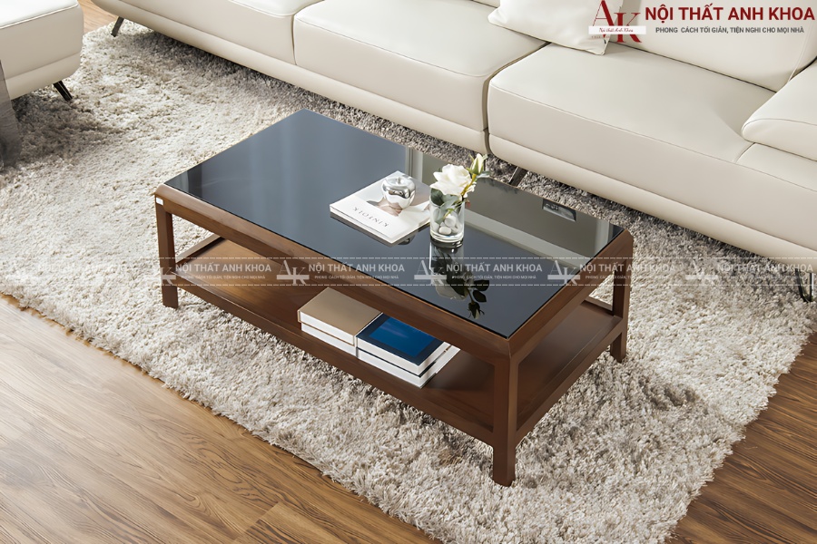 Bàn sofa mặt kính kết hợp gỗ tự nhiên Bàn sofa mặt kính kết hợp gỗ tự nhiên