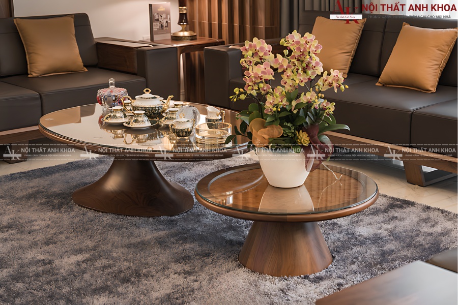 Bàn sofa tròn gỗ óc chó cao cấp - Hiện đại, sang trọng Bàn sofa tròn gỗ óc chó cao cấp - Hiện đại, sang trọng