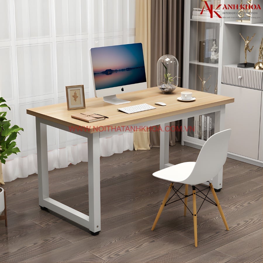 Bàn làm việc màu vàng chân sắt mặt gỗ công nghiệp giá rẻ Bàn làm việc màu vàng chân sắt mặt gỗ công nghiệp giá rẻ