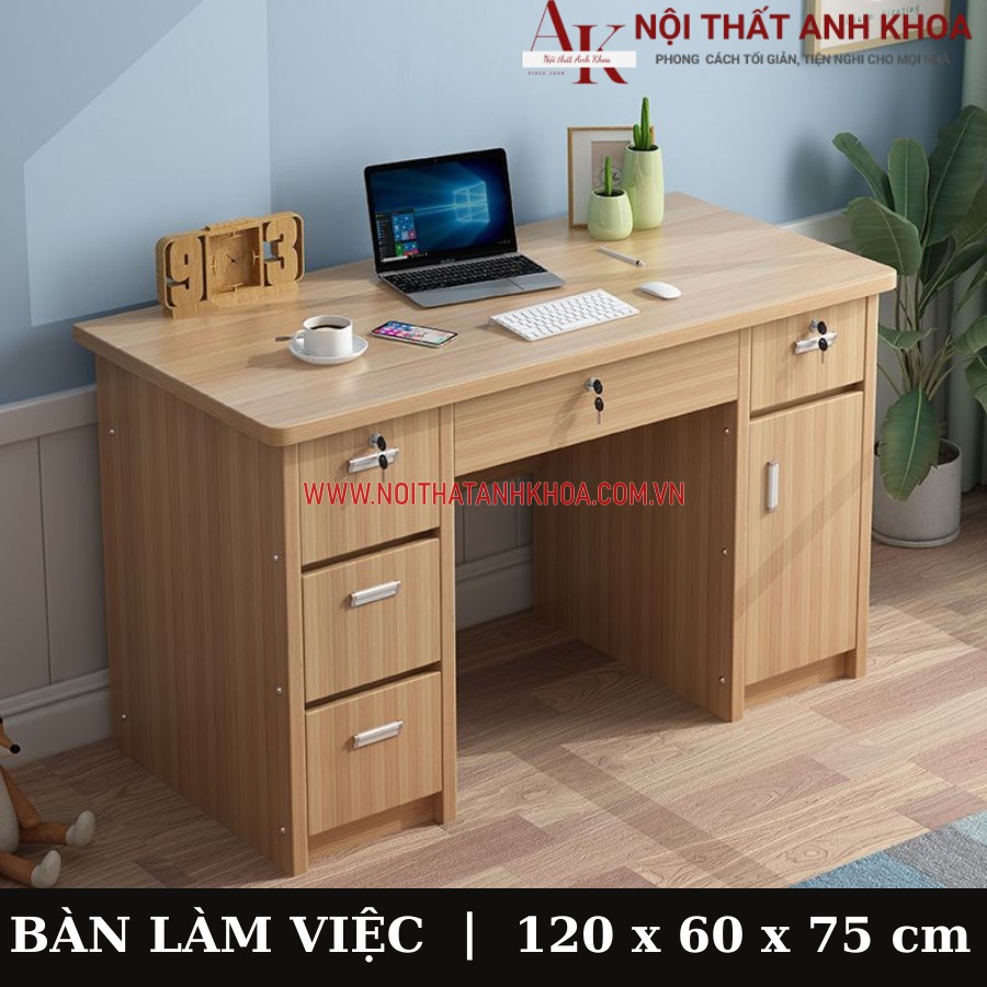 Bàn làm việc có ngăn kéo gỗ công nghiệp giá rẻ