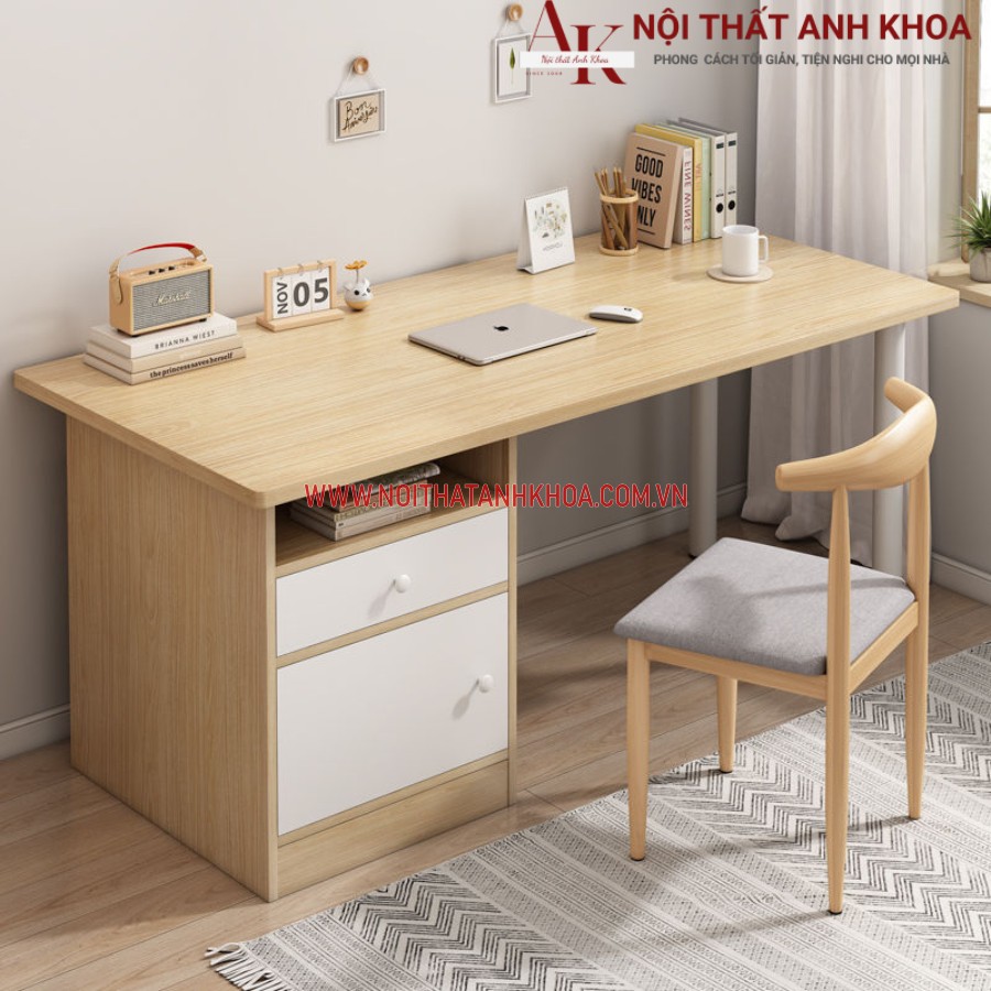 Bàn làm việc gỗ công nghiệp màu vàng phối trắng Bàn làm việc gỗ công nghiệp màu vàng phối trắng