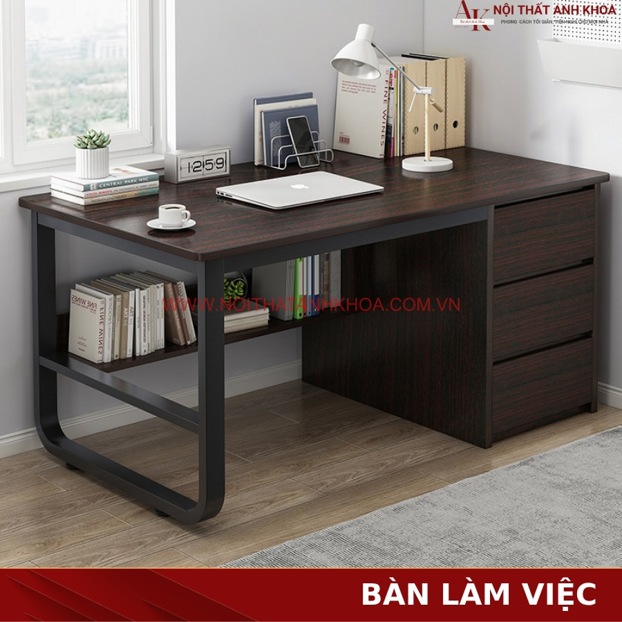 Bàn làm việc gỗ công nghiệp chân sắt cứng cáp Bàn làm việc gỗ công nghiệp chân sắt cứng cáp