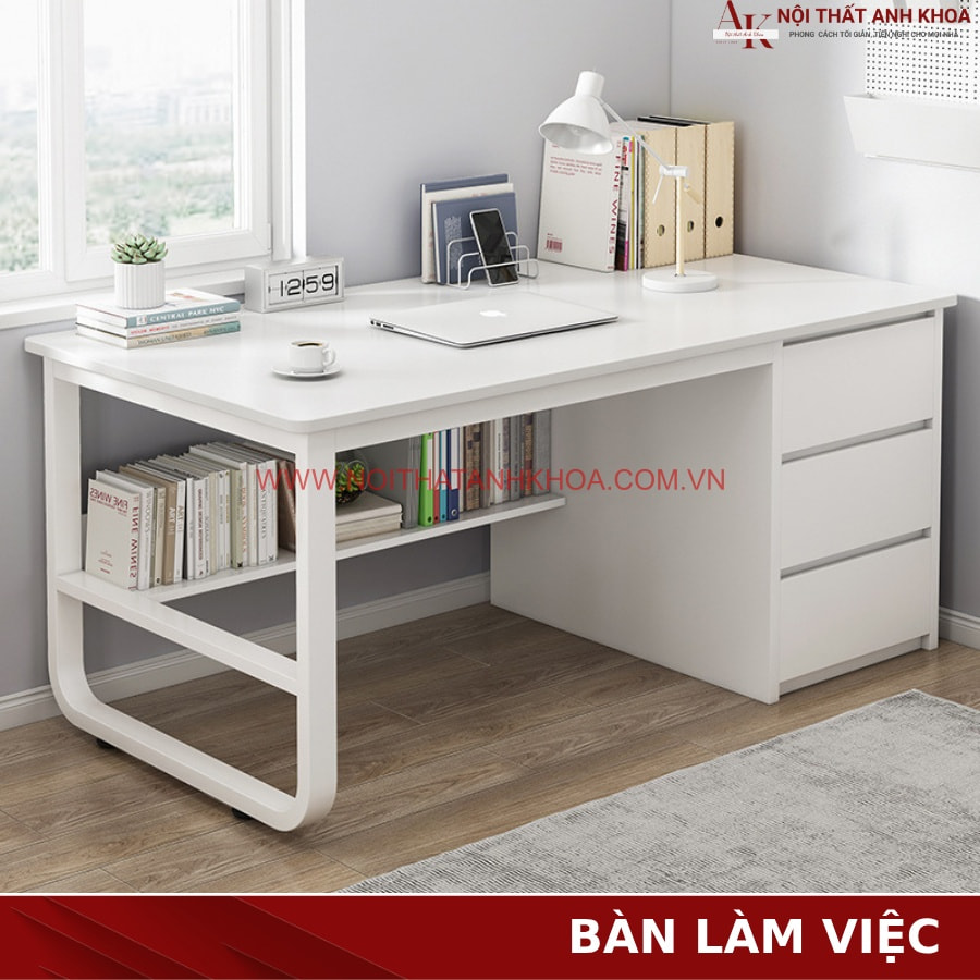 Bàn làm việc gỗ công nghiệp chân sắt cứng cáp Bàn làm việc gỗ công nghiệp chân sắt cứng cáp
