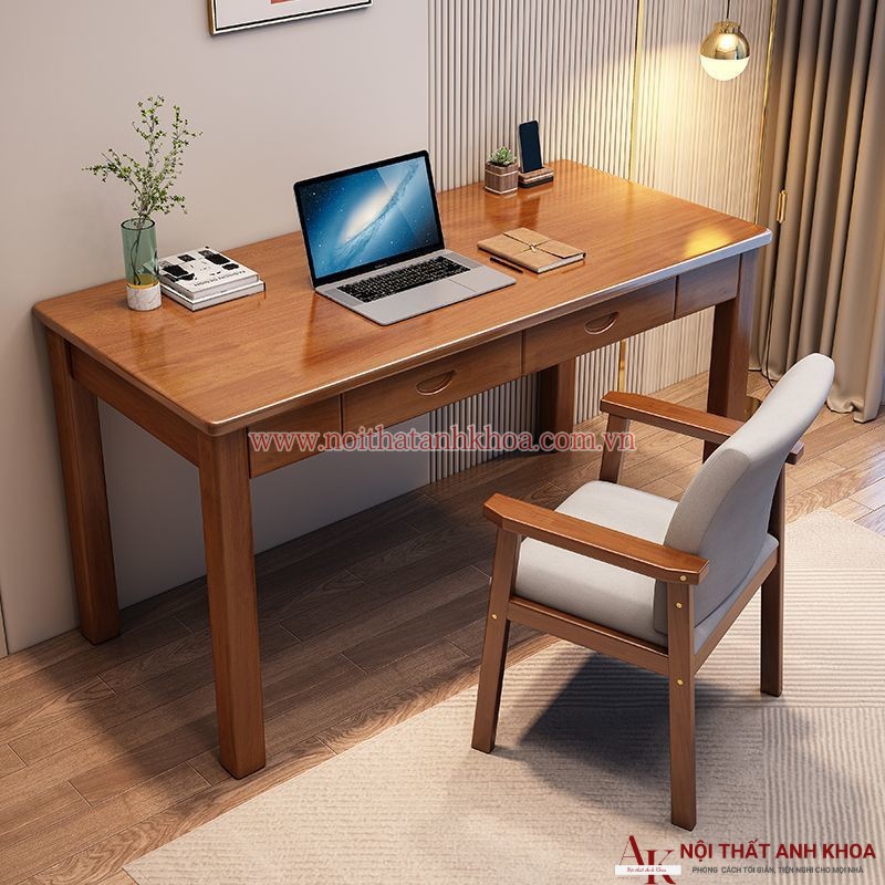 Bàn Làm Việc Gỗ Cao Su Đơn Giản Giá Rẻ Màu Nâu Bàn Làm Việc Gỗ Cao Su Đơn Giản Giá Rẻ Màu Nâu