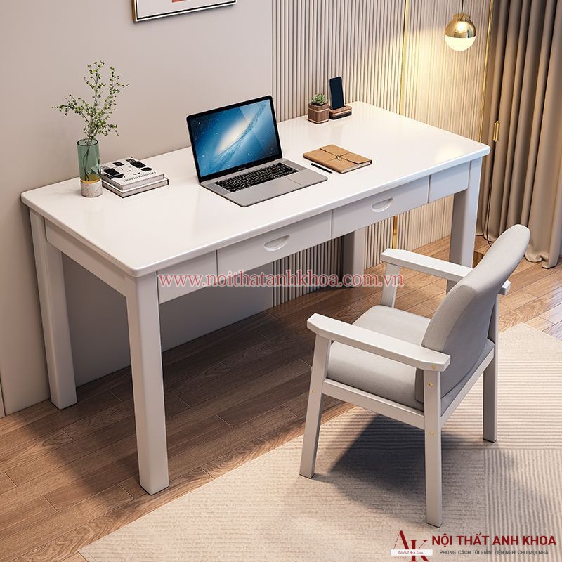 Bàn Làm Việc Gỗ Cao Su Đơn Giản Giá Rẻ Màu Xám Trắng Bàn Làm Việc Gỗ Cao Su Đơn Giản Giá Rẻ Màu Xám Trắng