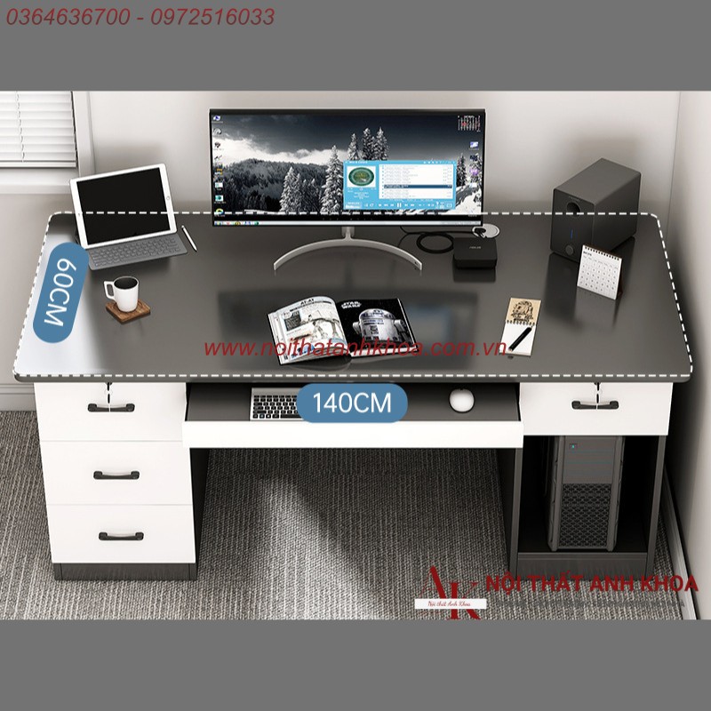 Bàn Làm Việc Gỗ Ván Ép Màu Xám Chì Phối Trắng Đẹp Sang Trọng Bàn Làm Việc Gỗ Ván Ép Màu Xám Chì Phối Trắng Đẹp Sang Trọng