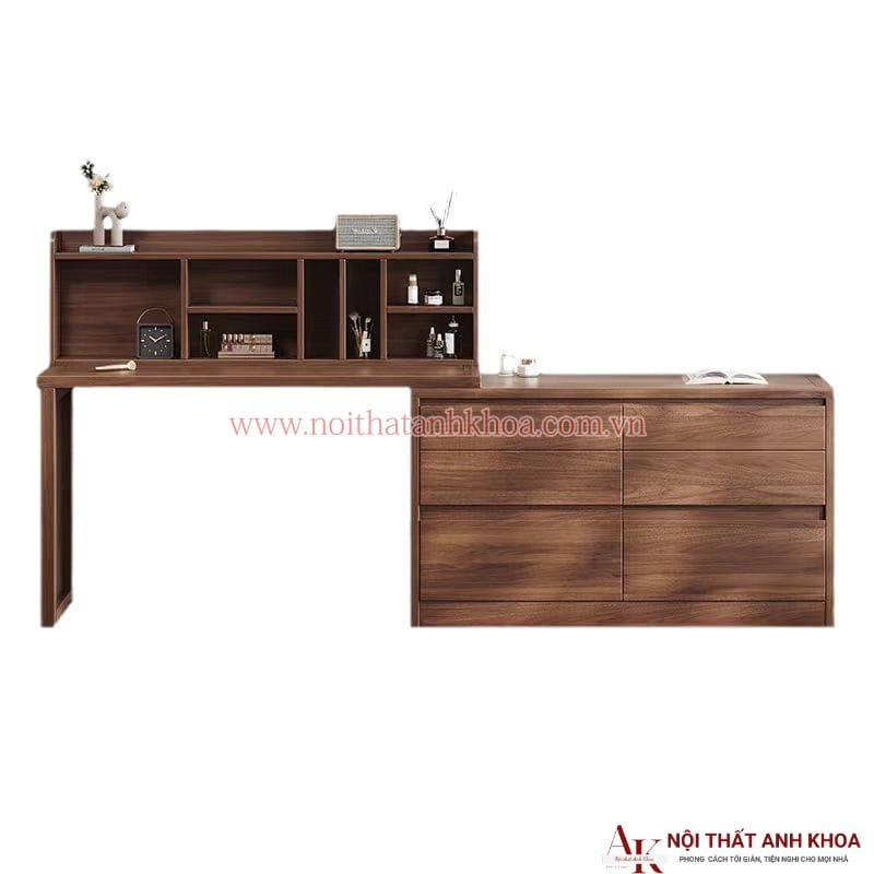 Bàn Làm Việc Kết Hợp Bàn Trang Điểm MDF Màu Vân Gỗ Bàn Làm Việc Kết Hợp Bàn Trang Điểm MDF Màu Vân Gỗ