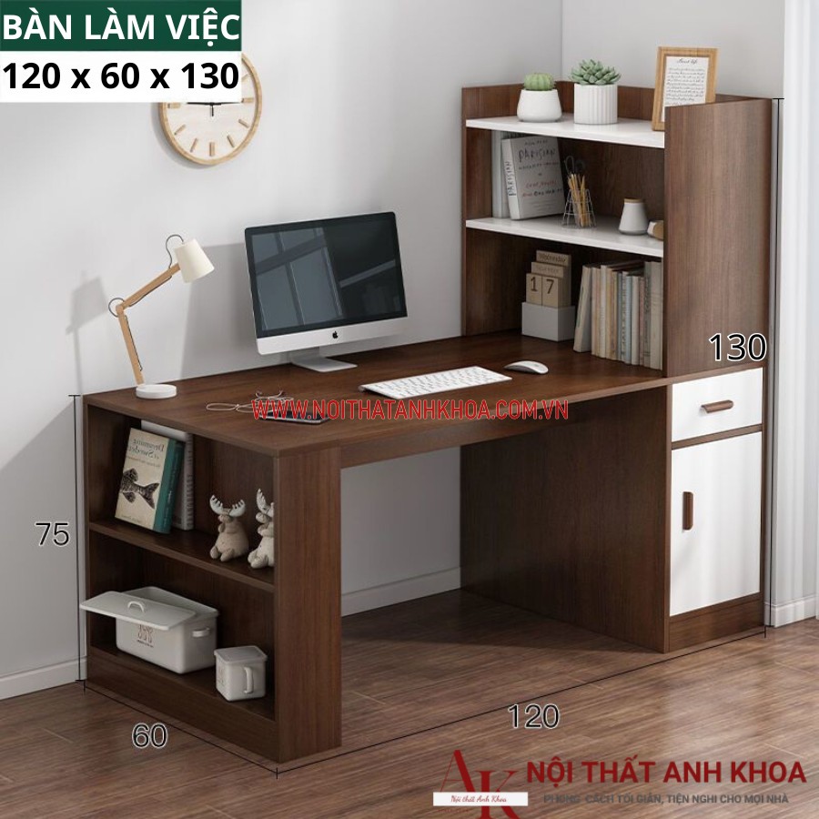 Bàn làm việc kết hợp kệ sách gỗ MDF đơn giản giá rẻ Bàn làm việc kết hợp kệ sách gỗ MDF đơn giản giá rẻ