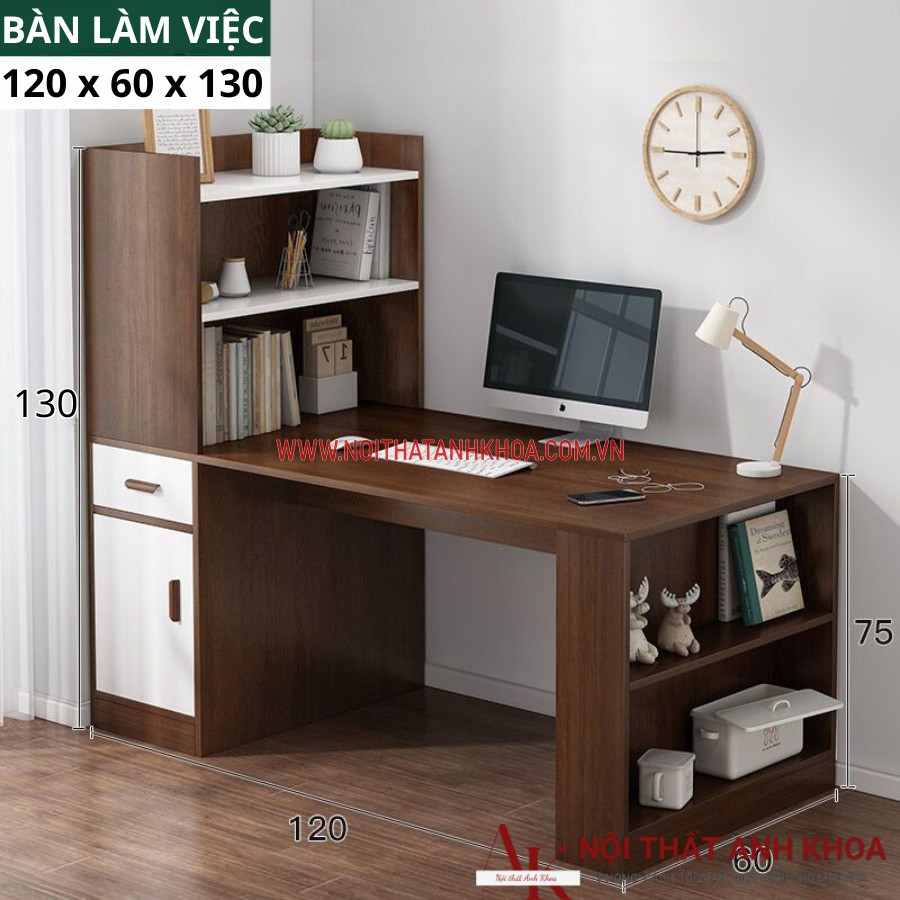 Bàn làm việc kết hợp kệ sách được làm từ gỗ công nghiệp cứng cáp Bàn làm việc kết hợp kệ sách được làm từ gỗ công nghiệp cứng cáp