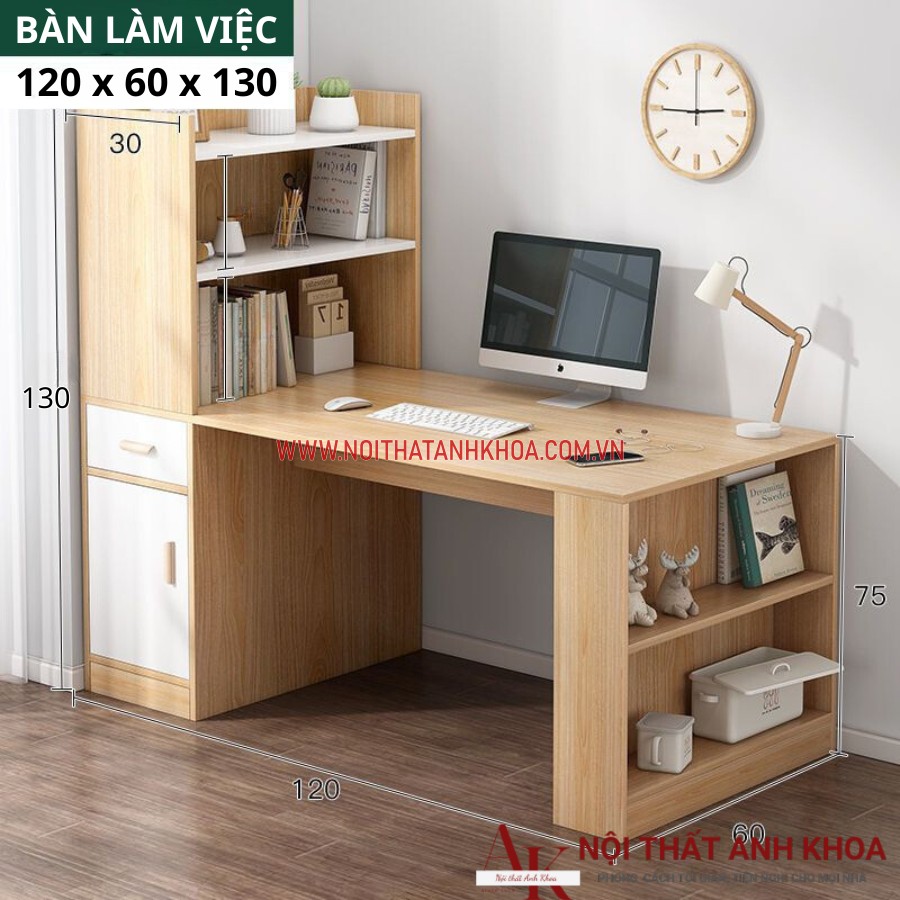 Bàn làm việc kết hợp kệ sách gỗ MDF giá tốt Bàn làm việc kết hợp kệ sách gỗ MDF giá tốt