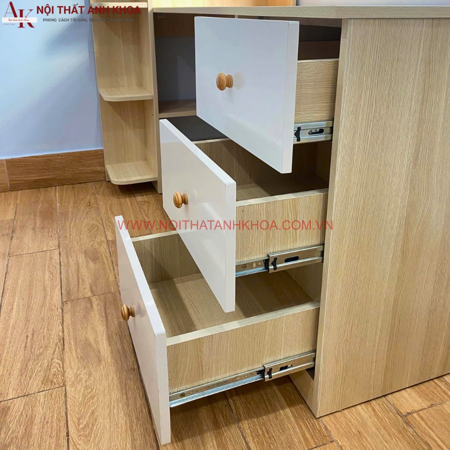 Hệ thống ngăn kéo của bàn làm việc kết hợp kệ sách gỗ MDF Hệ thống ngăn kéo của bàn làm việc kết hợp kệ sách gỗ MDF