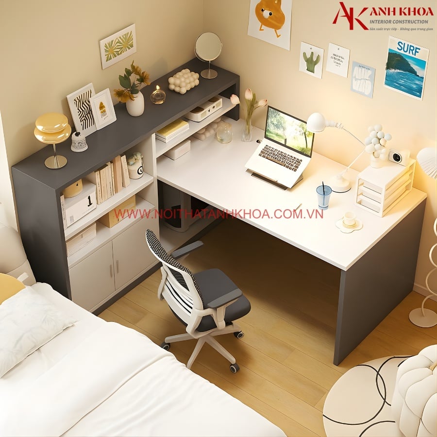 Bàn làm việc kết hợp tủ sách thiết kế đẹp hiện đại Bàn làm việc kết hợp tủ sách thiết kế đẹp hiện đại