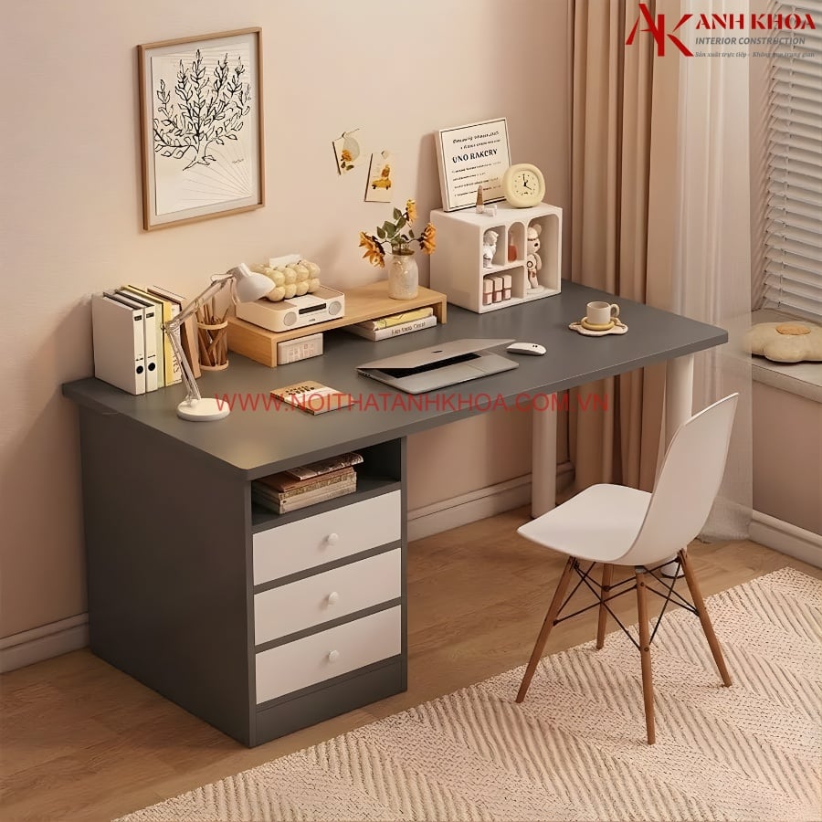 Bàn làm việc màu xám ghi phối trắng đẹp giá tốt Bàn làm việc màu xám ghi phối trắng đẹp giá tốt