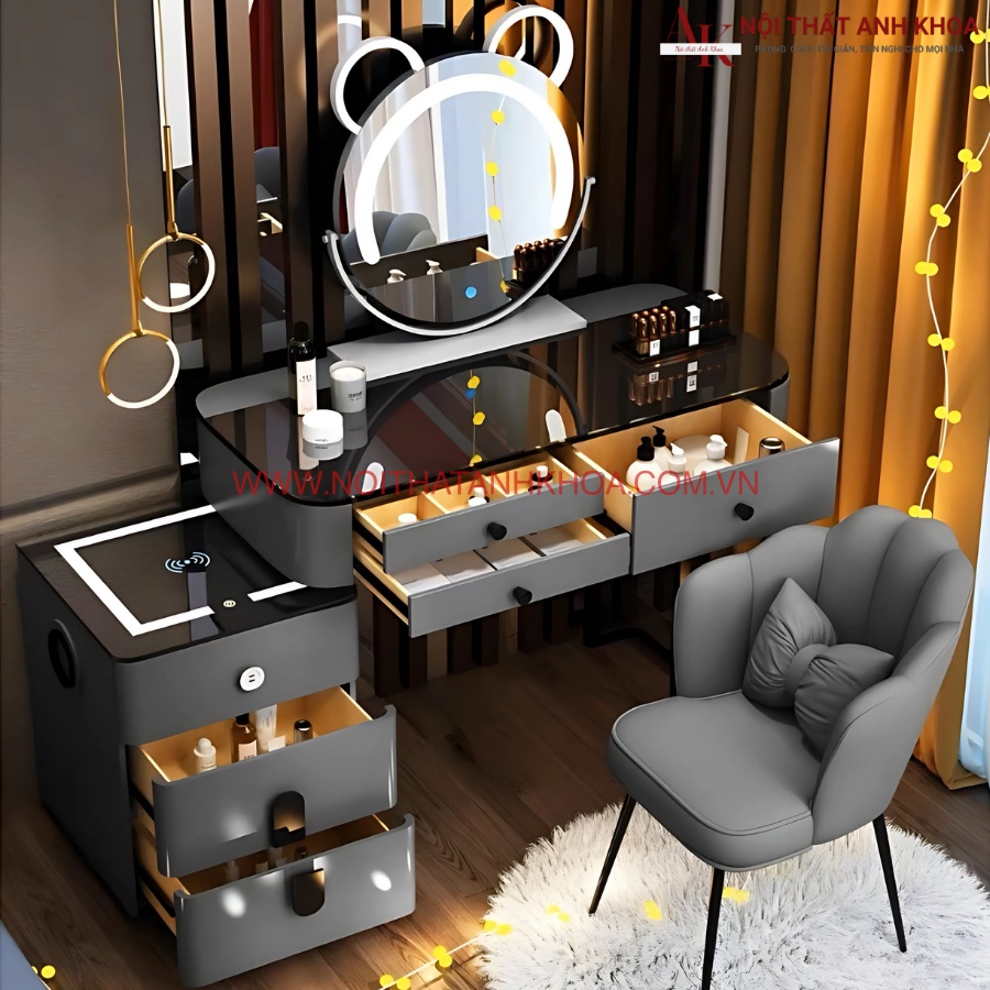 Bàn phấn cao cấp nhập khẩu màu xám Bàn phấn cao cấp nhập khẩu màu xám