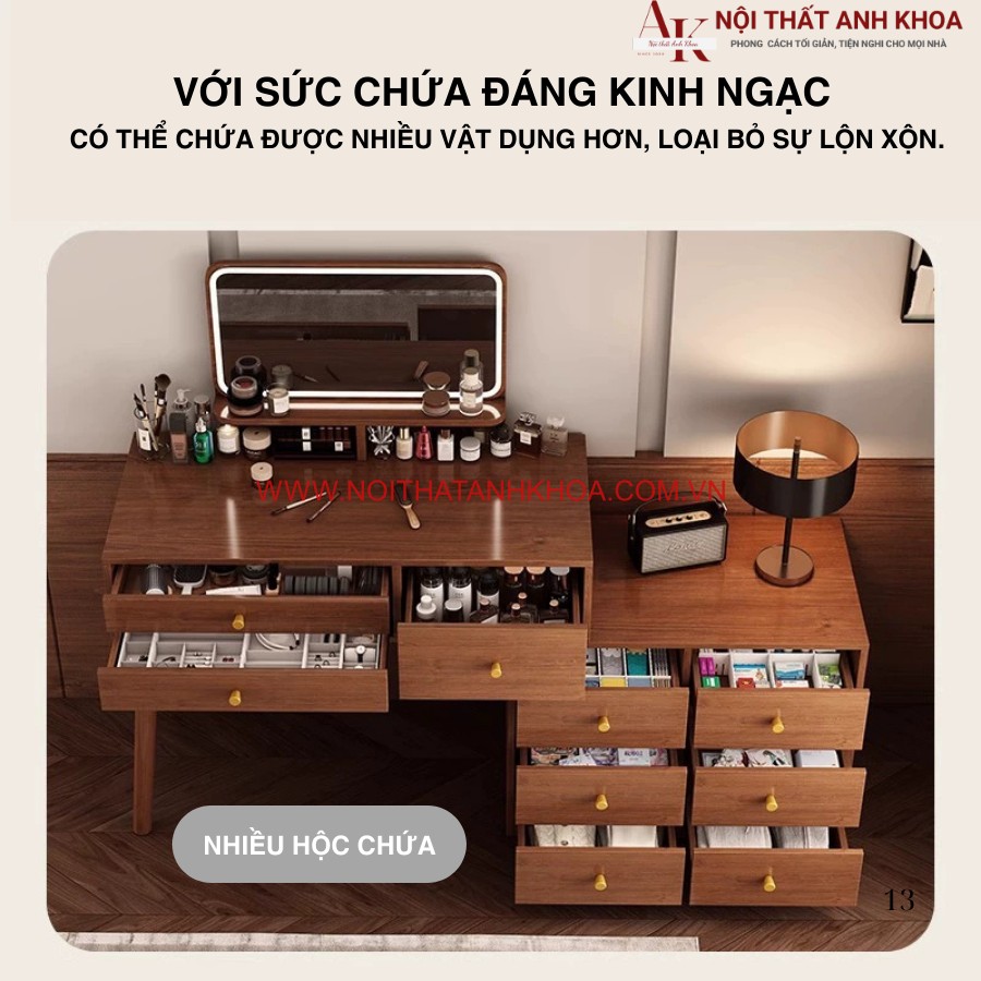 Không gian lưu trữ thông minh của bàn phấn gỗ công nghiệp Không gian lưu trữ thông minh của bàn phấn gỗ công nghiệp