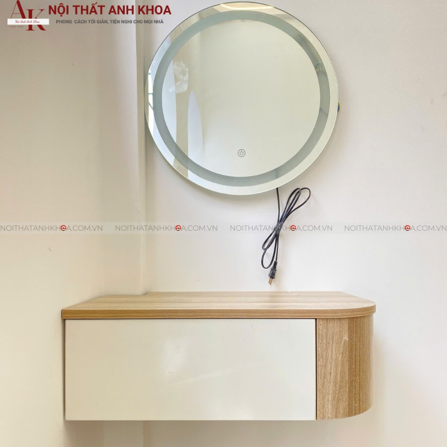 Bàn trang điểm treo tường gỗ MDF bo cạnh mềm mại thiết kế chắc chắn Bàn trang điểm treo tường gỗ MDF bo cạnh mềm mại thiết kế chắc chắn