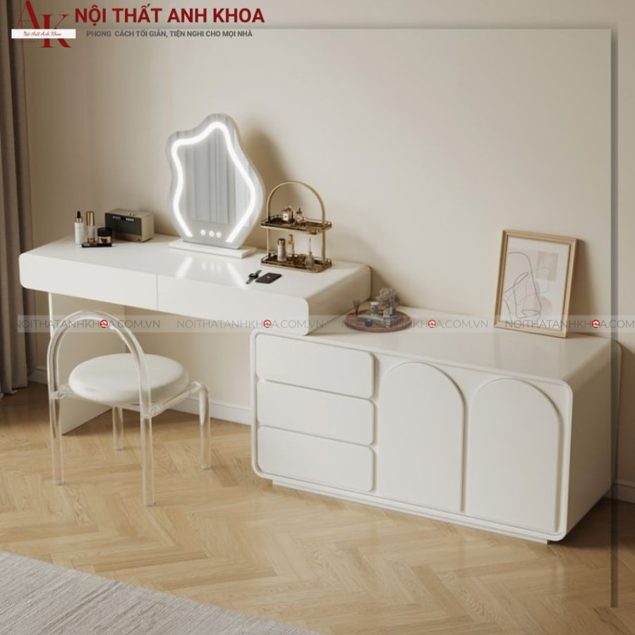Bàn trang điểm thông minh gỗ công nghiệp màu trắng Bàn trang điểm thông minh gỗ công nghiệp màu trắng