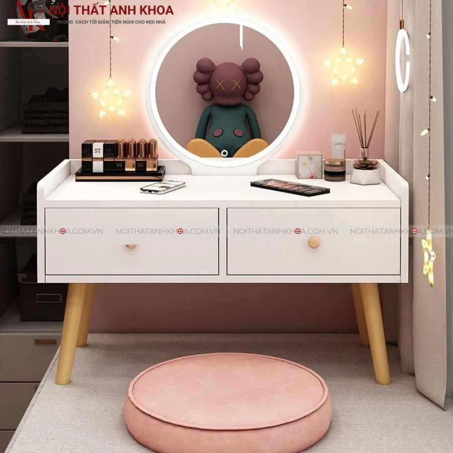 Bàn trang điểm mini ngồi bệt có gương led hiện đại Bàn trang điểm mini ngồi bệt có gương led hiện đại