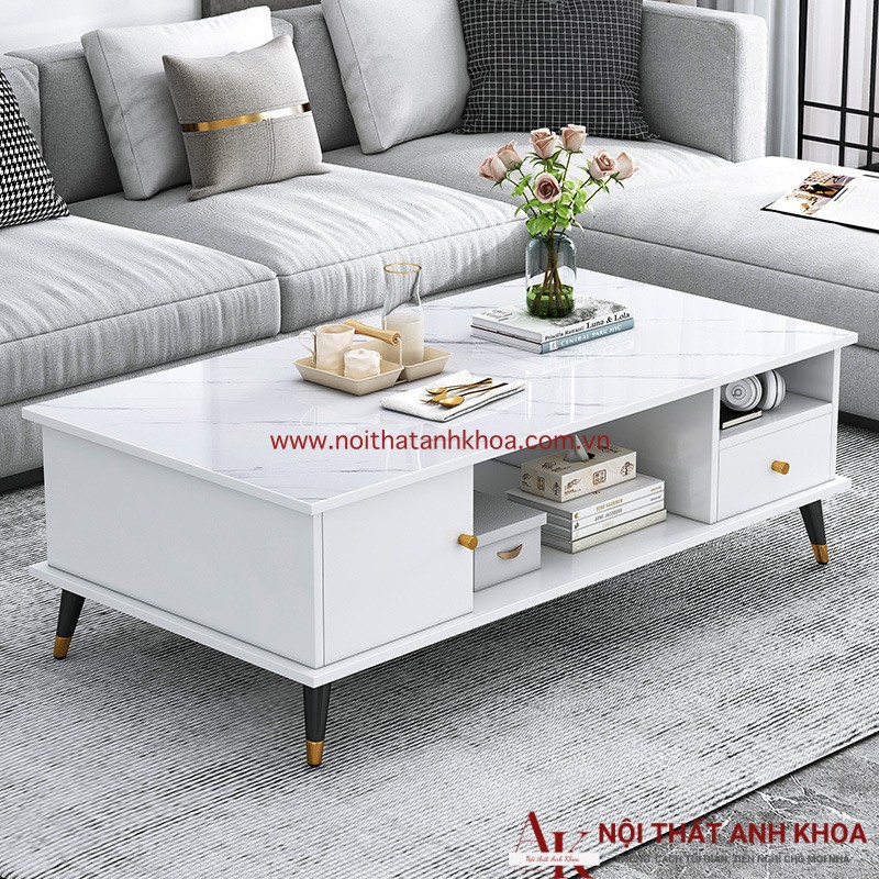 Bàn sofa phòng khách gỗ mdf đẹp hiện đại màu trắng Bàn sofa phòng khách gỗ mdf đẹp hiện đại màu trắng