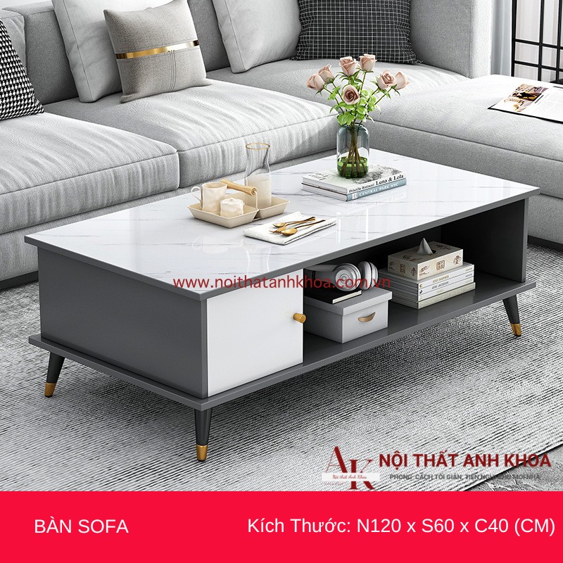 Bàn sofa phòng khách gỗ mdf đẹp hiện đại màu trắng phối xám (kt: 120 x 60 x 40cm) Bàn sofa phòng khách gỗ mdf đẹp hiện đại màu trắng phối xám (kt: 120 x 60 x 40cm)