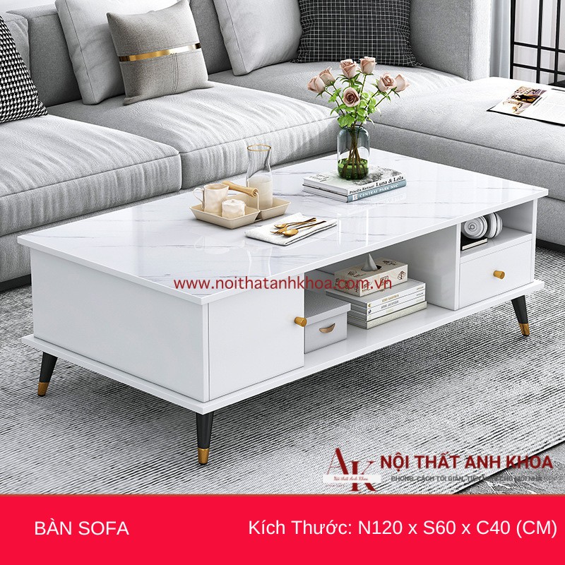 Bàn sofa phòng khách gỗ mdf đẹp hiện đại màu trắng (kt: 120 x 60 x 40cm) Bàn sofa phòng khách gỗ mdf đẹp hiện đại màu trắng (kt: 120 x 60 x 40cm)