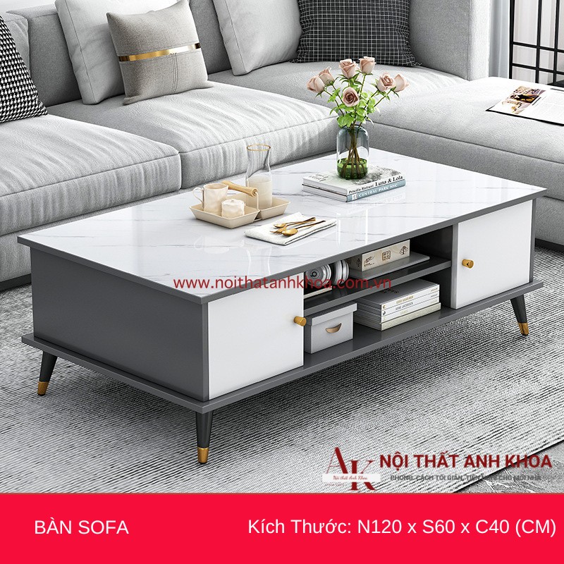 Bàn sofa phòng khách gỗ mdf đẹp hiện đại màu trắng phối xám (kt: 120 x 60 x 40cm) Bàn sofa phòng khách gỗ mdf đẹp hiện đại màu trắng phối xám (kt: 120 x 60 x 40cm)