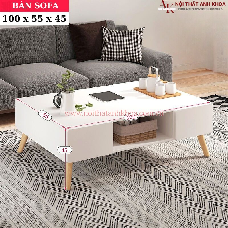 Bàn sofa phòng khách gỗ mdf mẫu mã hiện đại giá rẻ màu trắng (kt: 100 x 40 x 45 cm) Bàn sofa phòng khách gỗ mdf mẫu mã hiện đại giá rẻ màu trắng (kt: 100 x 40 x 45 cm)