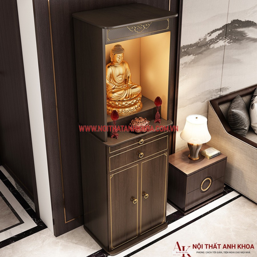 Bàn thờ màu nâu vân gỗ được làm từ gỗ công nghiệp MDF Bàn thờ màu nâu vân gỗ được làm từ gỗ công nghiệp MDF