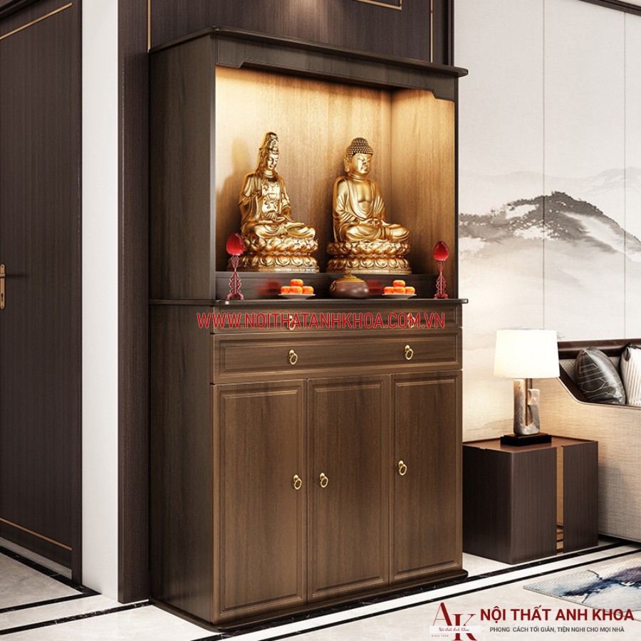 Bàn thờ gỗ công nghiệp màu nâu vân gỗ ấm cúng Bàn thờ gỗ công nghiệp màu nâu vân gỗ ấm cúng