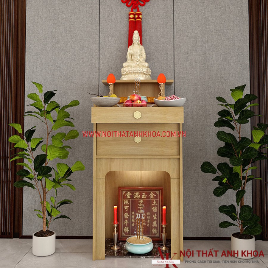 Bàn thờ gỗ công nghiệp MDF màu vàng ấm áp Bàn thờ gỗ công nghiệp MDF màu vàng ấm áp