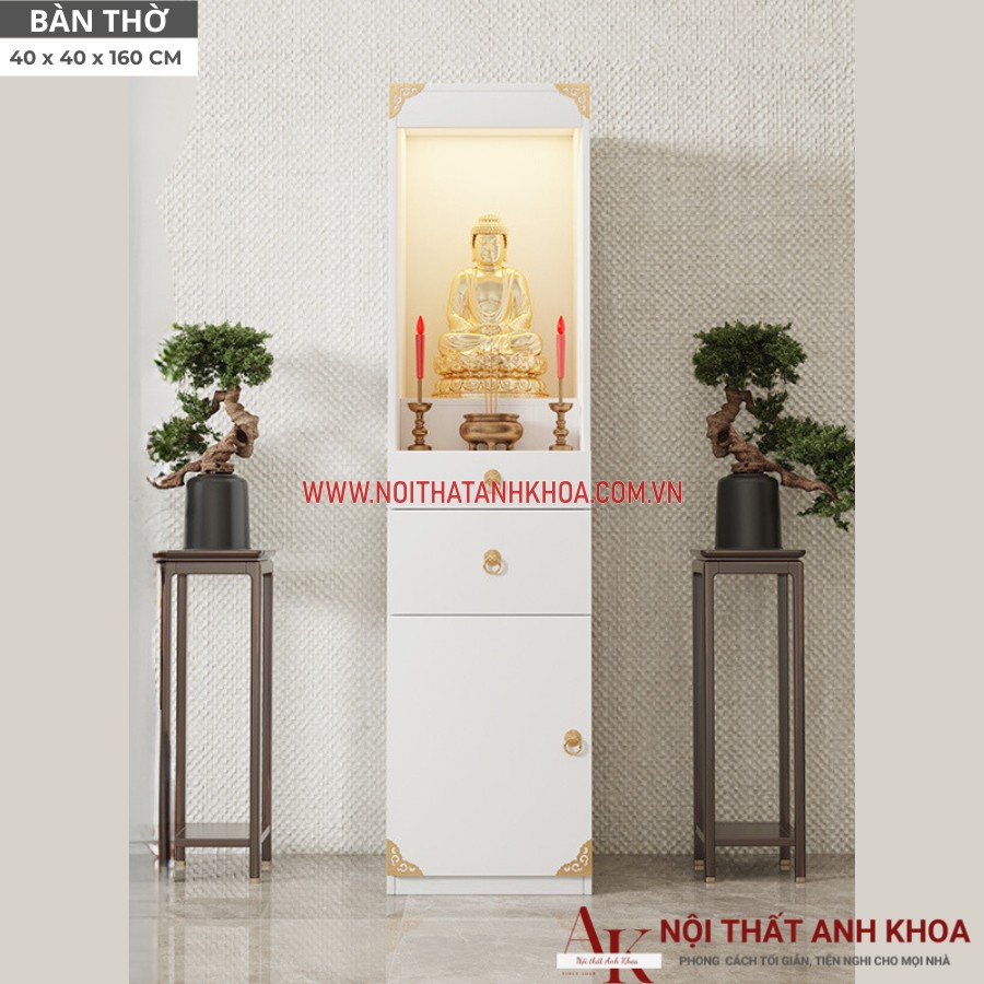 Bàn thờ gỗ công nghiệp màu trắng trang nhã Bàn thờ gỗ công nghiệp màu trắng trang nhã