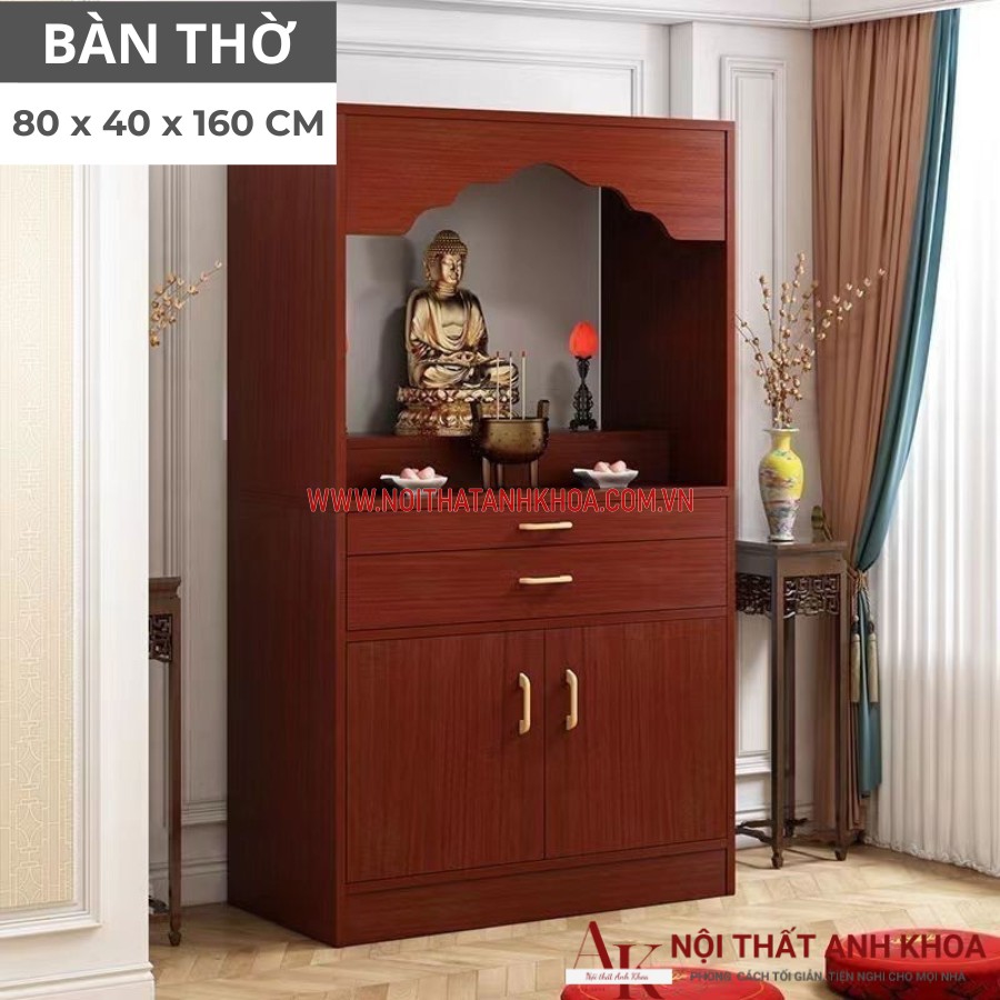 Bàn thờ gỗ công nghiệp màu xoan đào ấm cúng Bàn thờ gỗ công nghiệp màu xoan đào ấm cúng