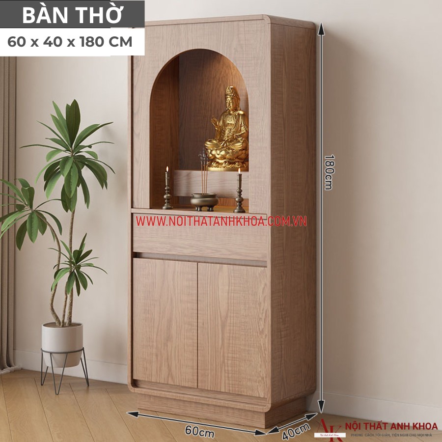 Bàn thờ phật tại gia gỗ công nghiệp (kích thước: 60 x 40 x 180cm) Bàn thờ phật tại gia gỗ công nghiệp (kích thước: 60 x 40 x 180cm)