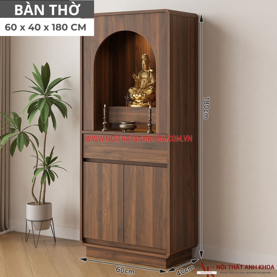 Bàn thờ phật tại gia gỗ công nghiệp màu nâu vân gỗ Bàn thờ phật tại gia gỗ công nghiệp màu nâu vân gỗ