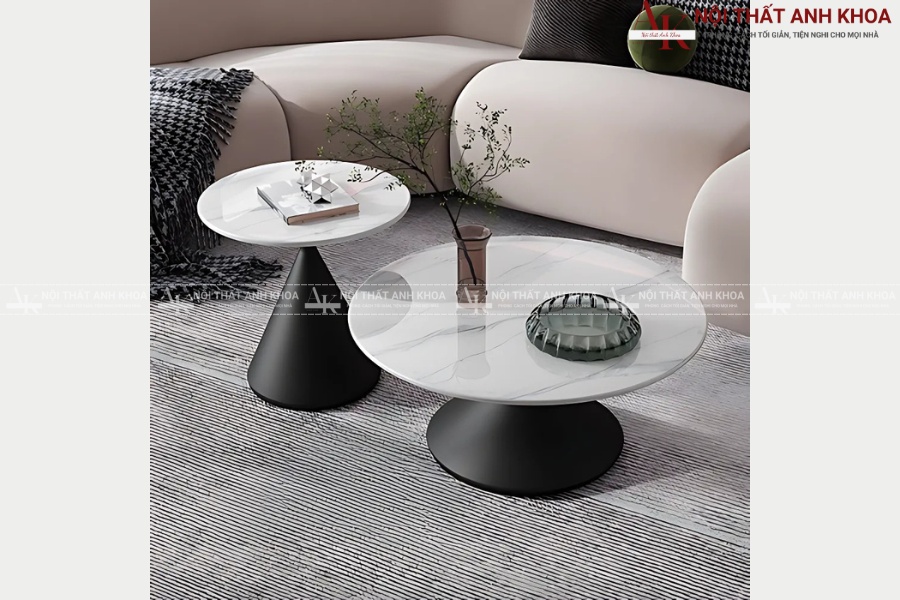 Bàn sofa mặt đá hình tròn - Gọn gàng, sang trọng, tinh tế Bàn sofa mặt đá hình tròn - Gọn gàng, sang trọng, tinh tế