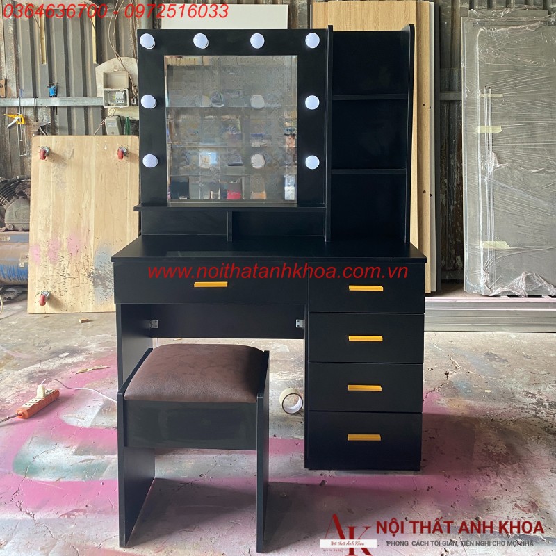 Bàn Trang Điểm Đẹp Gỗ Công Nghiệp MDF Màu Đen Có Led Giá Tốt Bàn Trang Điểm Đẹp Gỗ Công Nghiệp MDF Màu Đen Có Led Giá Tốt