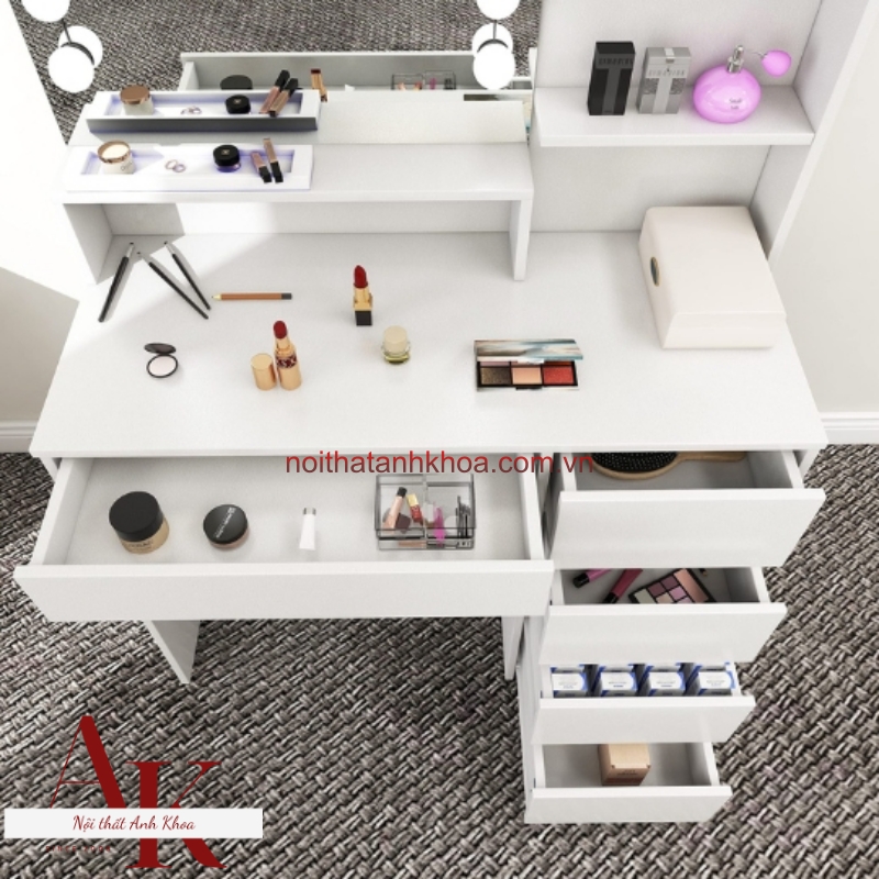 Bàn Trang Điểm Gỗ Công Nghiệp Phủ Melamine Cao Cấp Màu Trắng Sang Trọng Bàn Trang Điểm Gỗ Công Nghiệp Phủ Melamine Cao Cấp Màu Trắng Sang Trọng