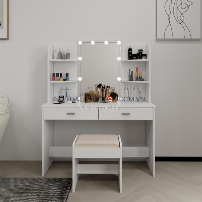 Bàn Trang Điểm Gỗ Công Nghiệp Phủ Melamine Cao Cấp Màu Trắng Hiện Đại Bàn Trang Điểm Gỗ Công Nghiệp Phủ Melamine Cao Cấp Màu Trắng Hiện Đại