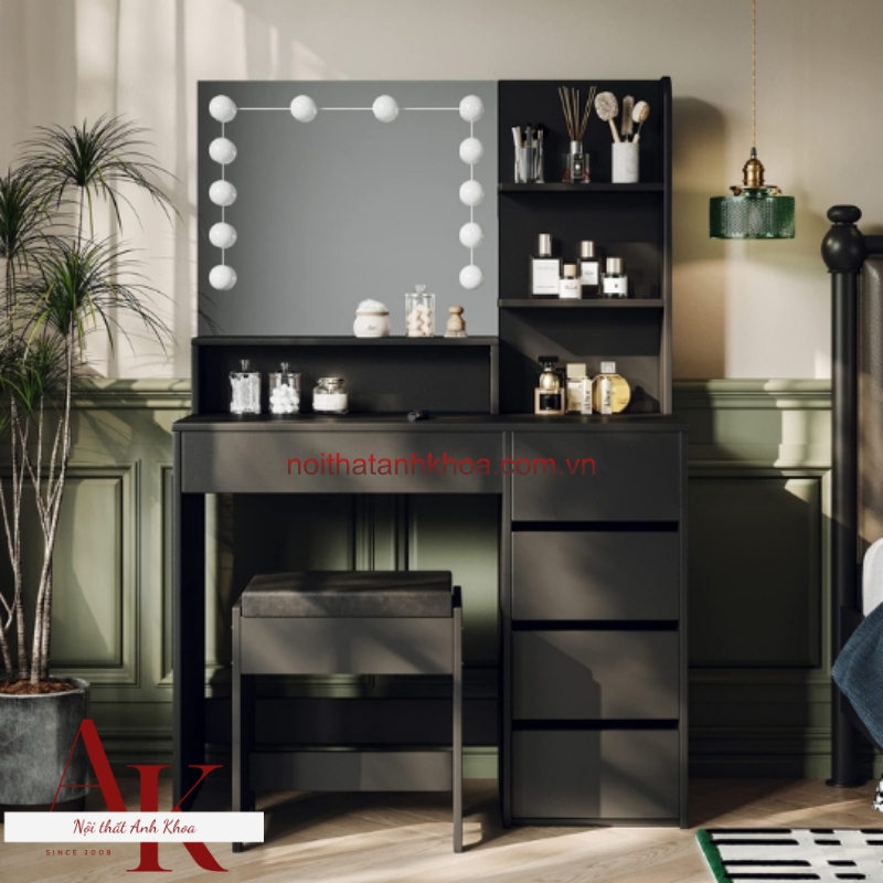 Bàn Trang Điểm Gỗ Công Nghiệp Phủ Melamine Chất Lượng Cao Màu Đen Hiện Đại Bàn Trang Điểm Gỗ Công Nghiệp Phủ Melamine Chất Lượng Cao Màu Đen Hiện Đại