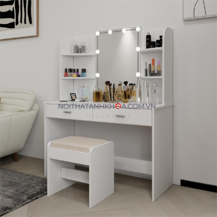 Bàn Trang Điểm Gỗ Công Nghiệp Phủ Melamine Cao Cấp Màu Trắng Hiện Đại Bàn Trang Điểm Gỗ Công Nghiệp Phủ Melamine Cao Cấp Màu Trắng Hiện Đại