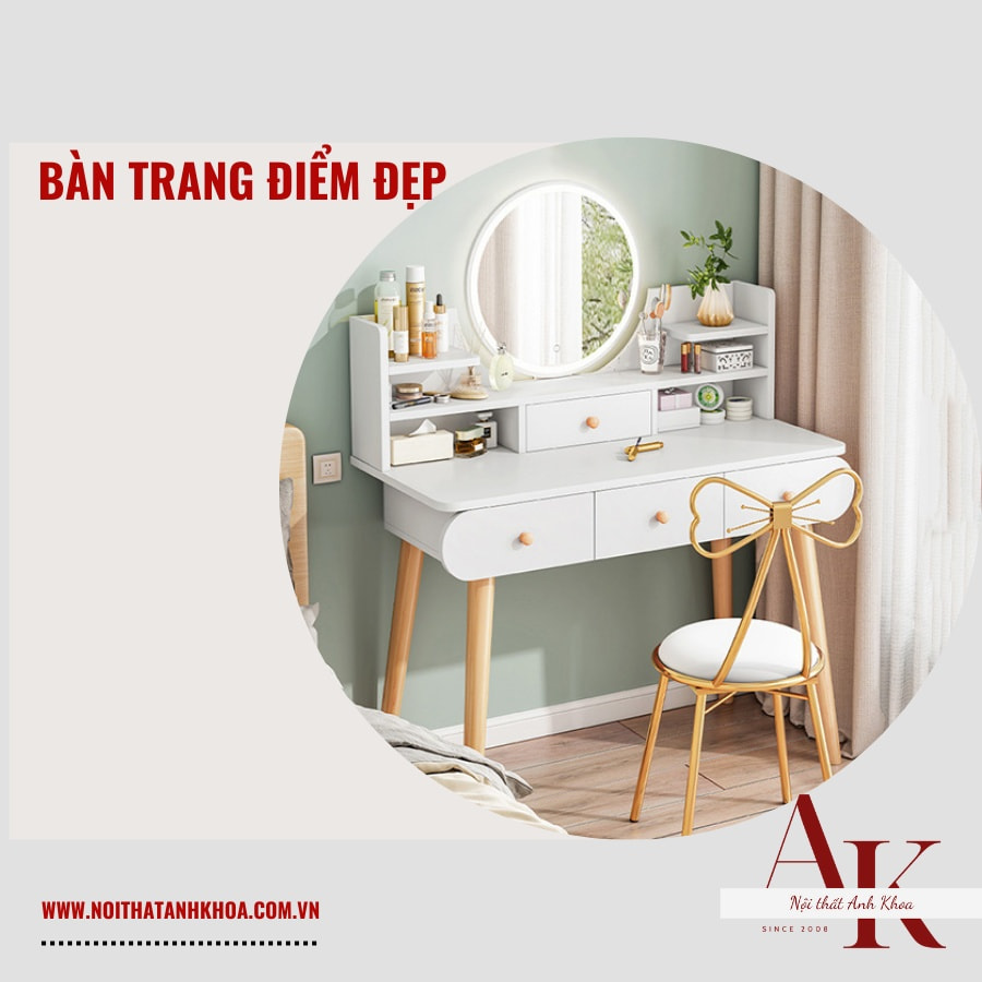 Bàn trang điểm đẹp gỗ công nghiệp hiện đại, sang trọng Bàn trang điểm đẹp gỗ công nghiệp hiện đại, sang trọng