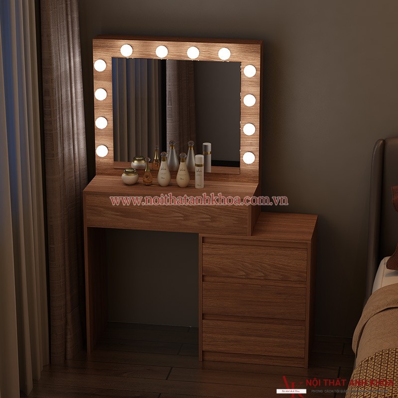 Bàn Trang Điểm Gỗ Công Nghiệp Hiện Đại Có Led Bàn Trang Điểm Gỗ Công Nghiệp Hiện Đại Có Led
