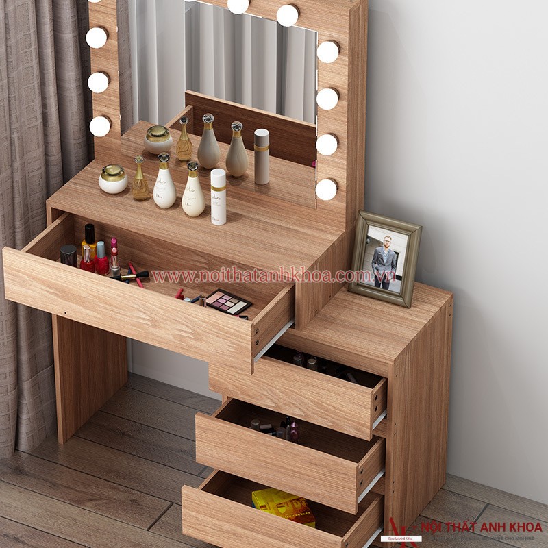 Bàn Trang Điểm Gỗ Công Nghiệp Hiện Đại Có Led Bàn Trang Điểm Gỗ Công Nghiệp Hiện Đại Có Led