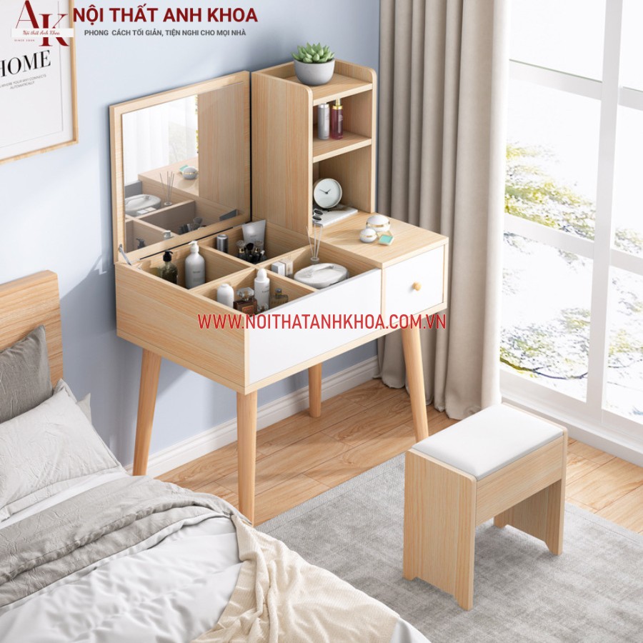 Bàn Trang Điểm Gỗ Ép Có Ghế Màu Vàng Phối Trắng Đẹp Hiện Đại Bàn Trang Điểm Gỗ Ép Có Ghế Màu Vàng Phối Trắng Đẹp Hiện Đại