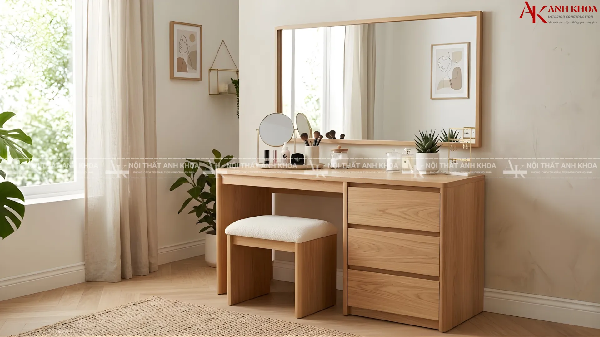 Bộ bàn trang điểm gỗ sồ tự nhiên - Hiện đại, trẻ trung Bộ bàn trang điểm gỗ sồ tự nhiên - Hiện đại, trẻ trung