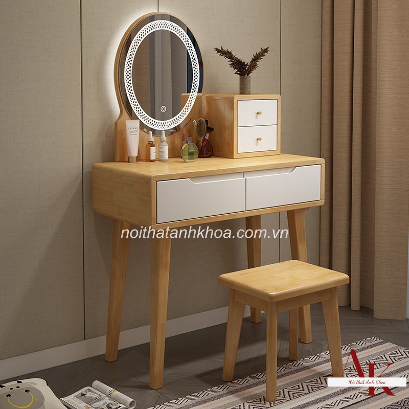 Bàn Trang Điểm Gỗ Tự Nhiên Màu Vàng Gương LED Đẹp Giá Rẻ Bàn Trang Điểm Gỗ Tự Nhiên Màu Vàng Gương LED Đẹp Giá Rẻ
